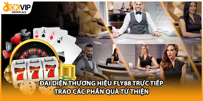 Đại diện thương hiệu FLY88 trực tiếp trao các phần quà từ thiện 